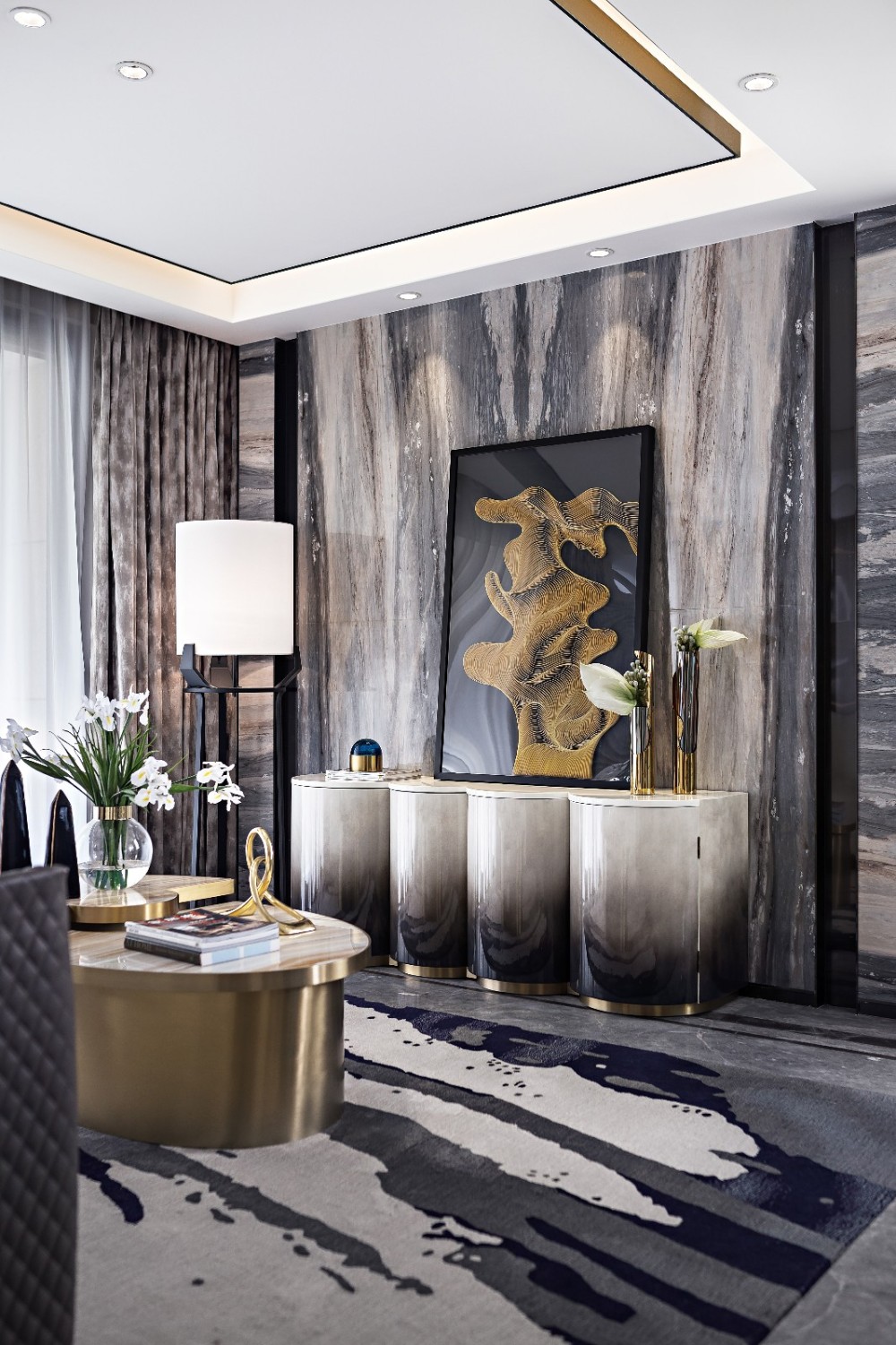 新中式风格别墅室内设计家装案例-客厅电视背景墙 新中式风格别墅室内设计家装案例-客厅电视背景墙