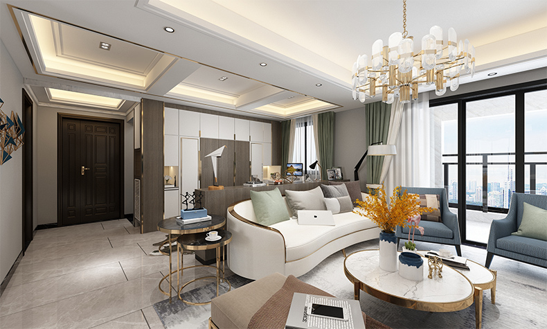 现代简约风格室内装修效果图-佛山同济广场三居130平米-室内客厅装修 现代简约风格室内装修效果图-佛山同济广场三居130平米-室内客厅装修